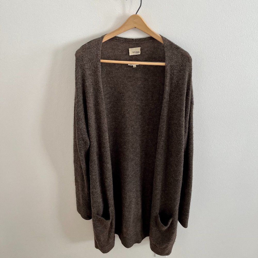 Aritzia | Women's Long Line Open Front Brown Alpaca & Wool Sweater | Size L